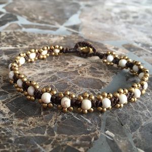 Hand woven white beaded bracelet bohemian